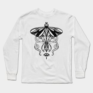 Luna Moth And Snakes Witchy Doodle Long Sleeve T-Shirt